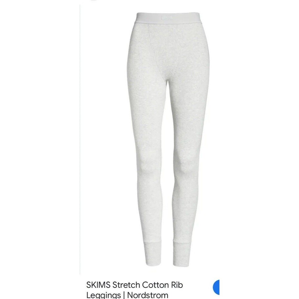 SKIMS Ribbed Cotton Leggings Womens M Heather Gray Stretch Lounge Pants